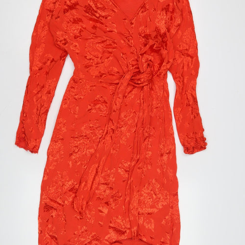 Trafaluc Red Floral Bodycon Dress M