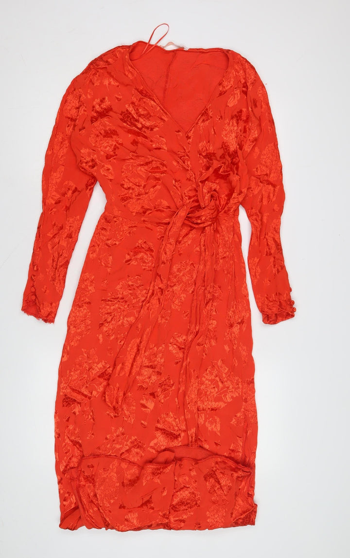 Trafaluc Red Floral Bodycon Dress M