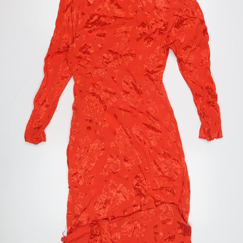 Trafaluc Red Floral Bodycon Dress M