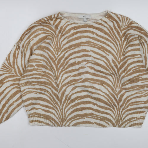 Marks and Spencer Women's Beige Animal Print Pullover, L