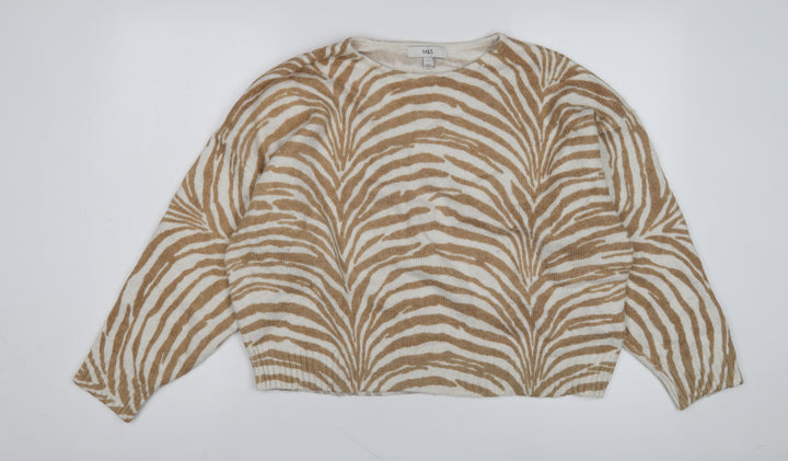 Marks and Spencer Women's Beige Animal Print Pullover, L