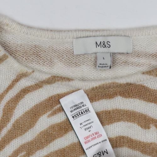 Marks and Spencer Women's Beige Animal Print Pullover, L