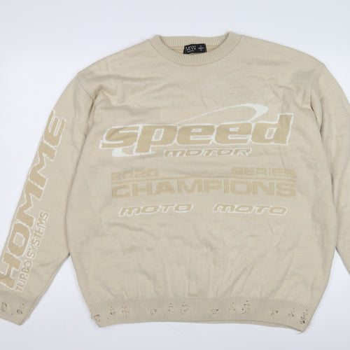 boohooMAN Men's Beige M Pullover Jumper