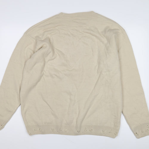 boohooMAN Men's Beige M Pullover Jumper