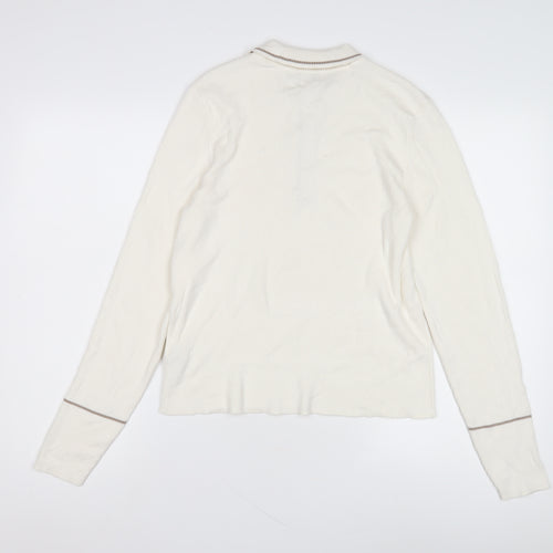 Marks and Spencer Men's White Long Sleeve Polo Shirt