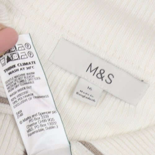Marks and Spencer Men's White Long Sleeve Polo Shirt