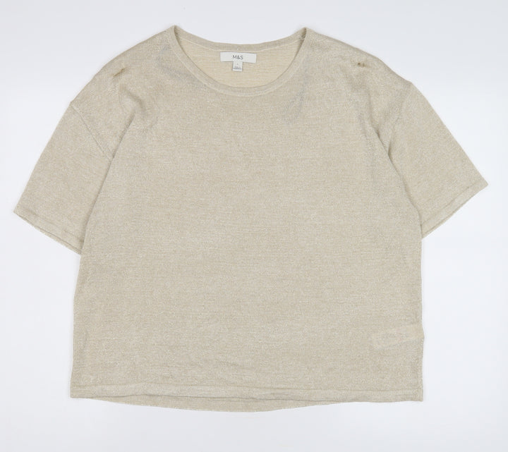Marks and Spencer Beige Women's Short Sleeve Top