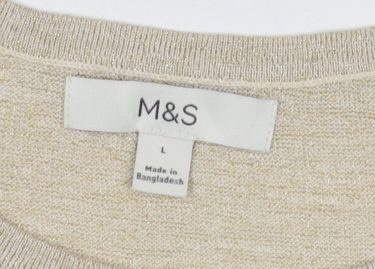 Marks and Spencer Beige Women's Short Sleeve Top