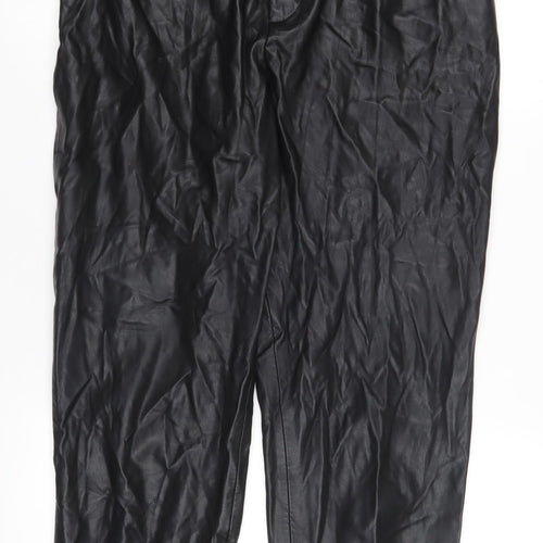 Zara Women's Black Belted Dress Pants, Size M,  Straight Fit