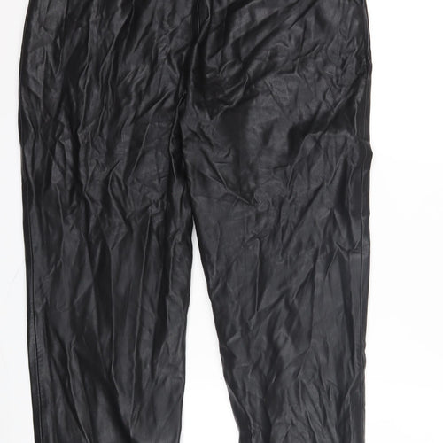 Zara Women's Black Belted Dress Pants, Size M,  Straight Fit