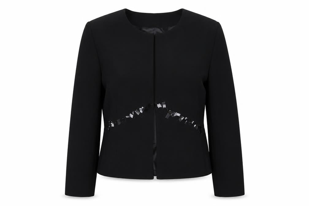 Front view of Paula Borges Women's Black Jacket, size 14