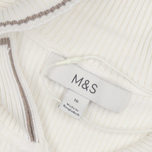 Marks and Spencer Women's White Henley Jumper
