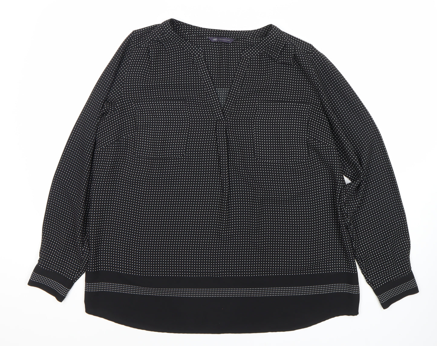 Marks and Spencer Women's Black Polka Dot Blouse, Size 16