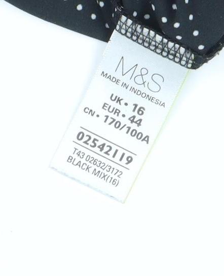 Marks and Spencer Women's Black Polka Dot Blouse, Size 16