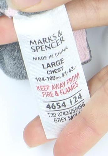 Marks and Spencer Men's Grey Striped Polo Shirt L