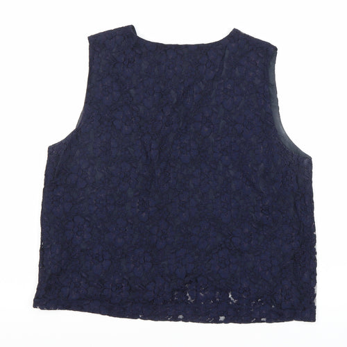 Monsoon Women's Blue Sleeveless Lace Top