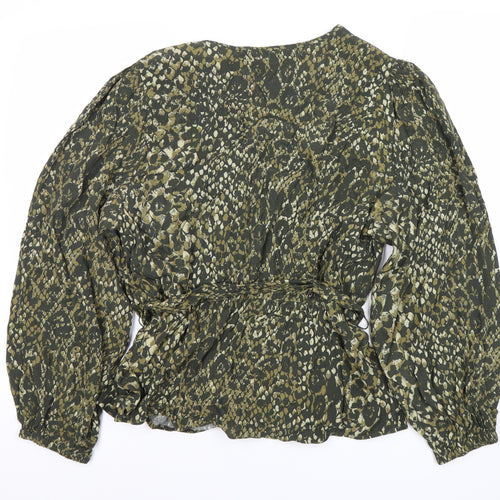Marks and Spencer Women's Green Animal Wrap Blouse Size 16