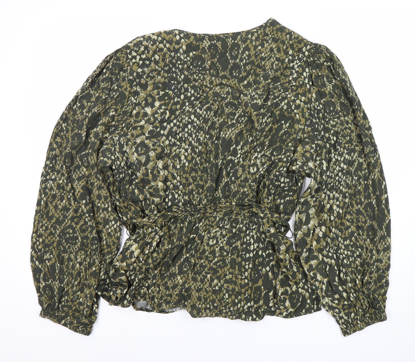 Marks and Spencer Women's Green Animal Wrap Blouse Size 16