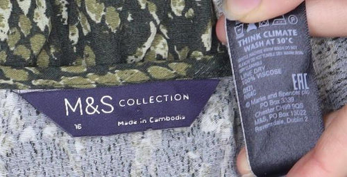 Marks and Spencer Women's Green Animal Wrap Blouse Size 16