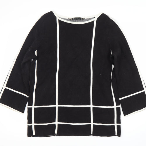 Principles Women's Black Check Boat Neck Jumper Size 16