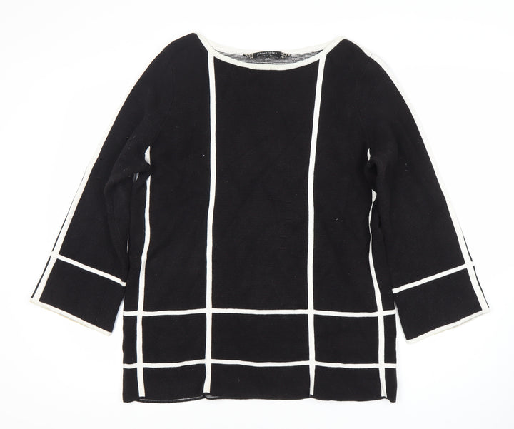 Principles Women's Black Check Boat Neck Jumper Size 16