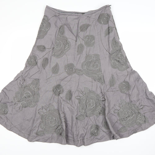Marks and Spencer Women's Grey Embroidered Flare Skirt