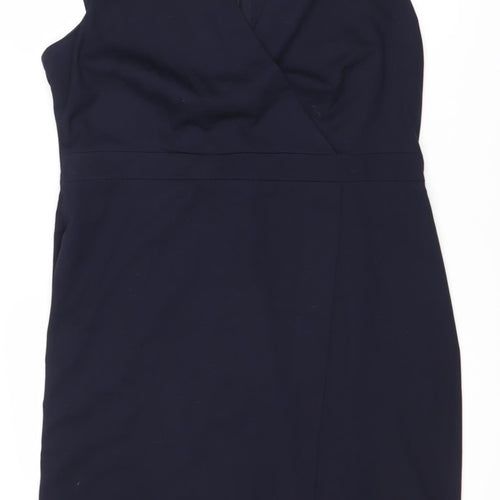 Next Women's Black Sheath Dress Size 16 Short Sleeve V-Neck