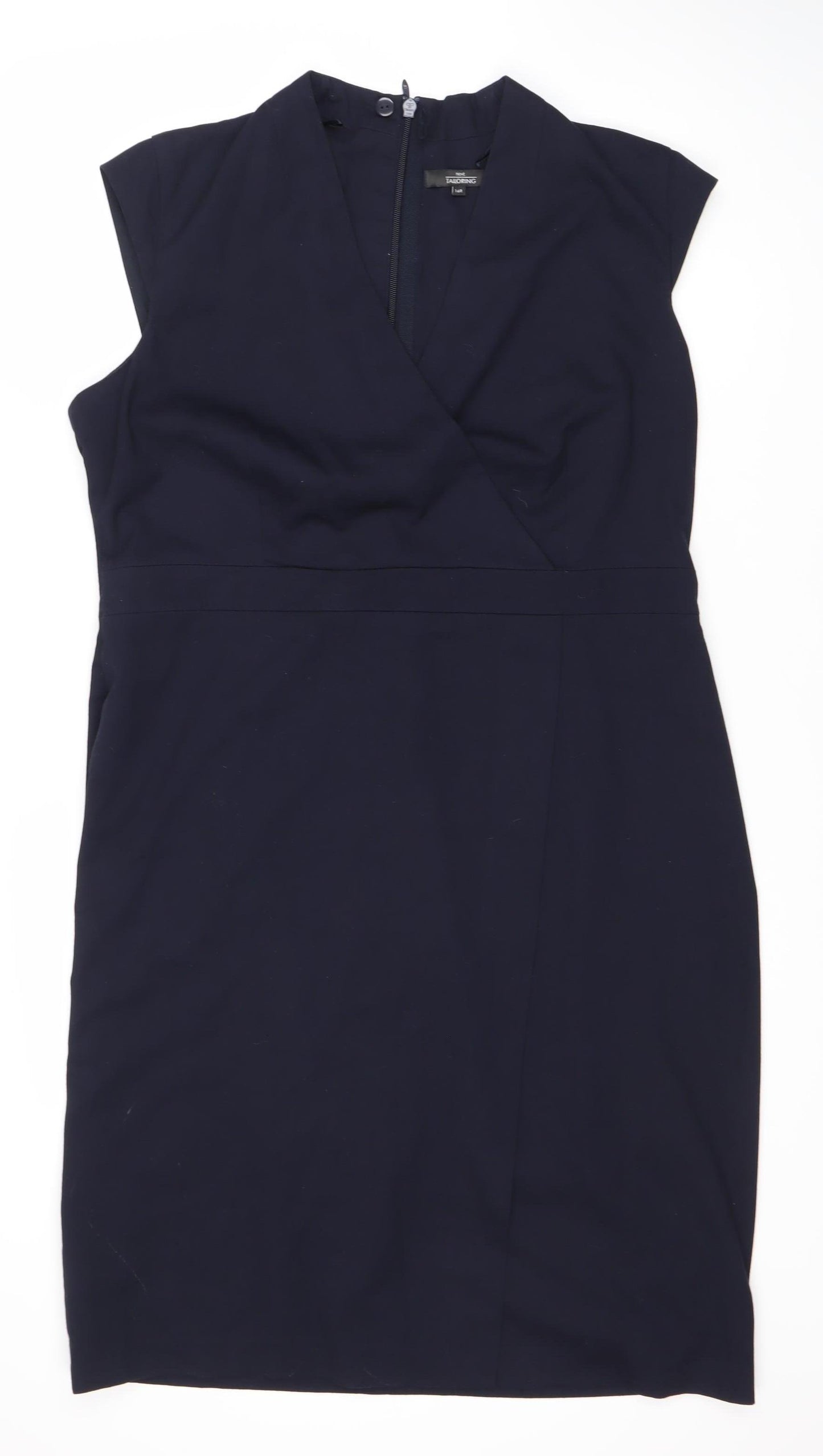Next Women's Black Sheath Dress Size 16 Short Sleeve V-Neck