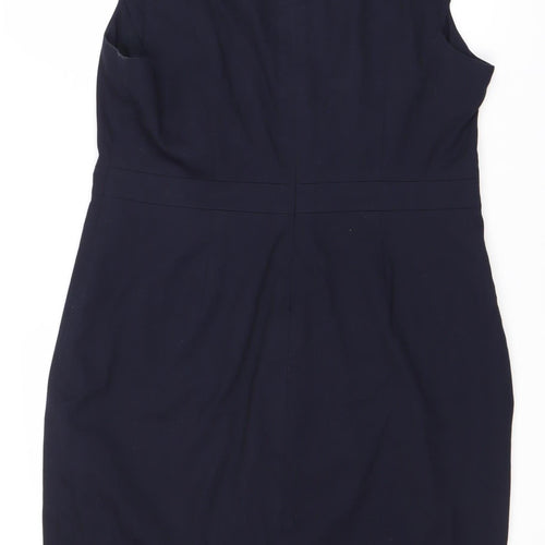 Next Women's Black Sheath Dress Size 16 Short Sleeve V-Neck