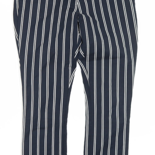 H&M Women's Blue Striped Cropped Trousers, Size 10