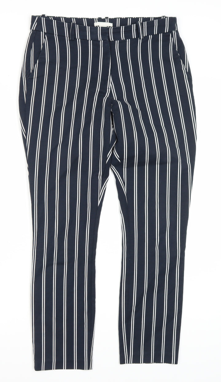 H&M Women's Blue Striped Cropped Trousers, Size 10