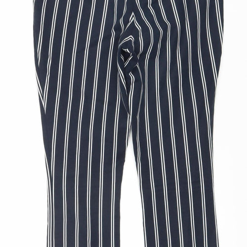 H&M Women's Blue Striped Cropped Trousers, Size 10
