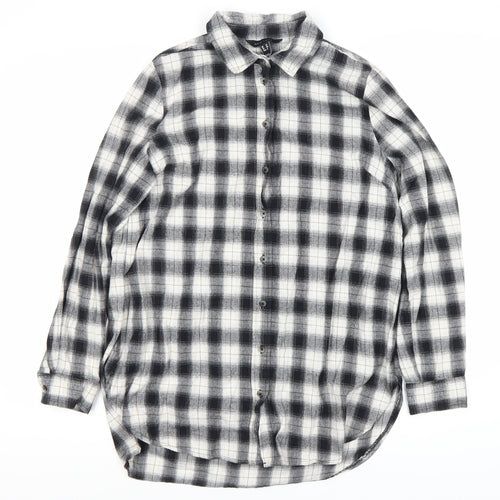 New Look Women's Black Plaid Button-Up Shirt Size 10