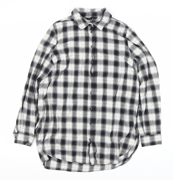 New Look Women's Black Plaid Button-Up Shirt Size 10