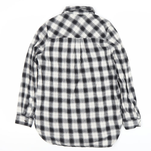 New Look Women's Black Plaid Button-Up Shirt Size 10