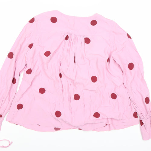 ASOS Women's Pink Polka Dot Wrap Blouse Size 14