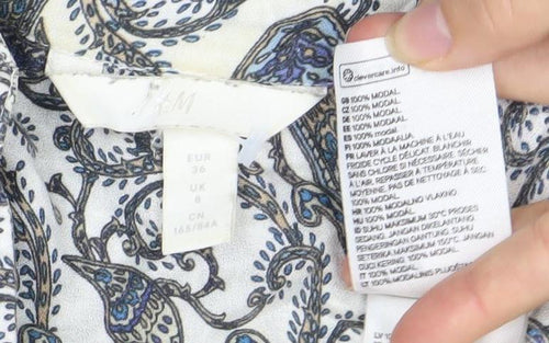 H&M Women's Multicoloured Paisley Blouse Size 8