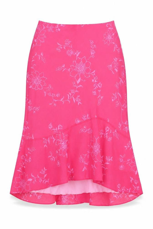 Front view of Marks & Spencer Women's Pink Floral Skirt, size 12