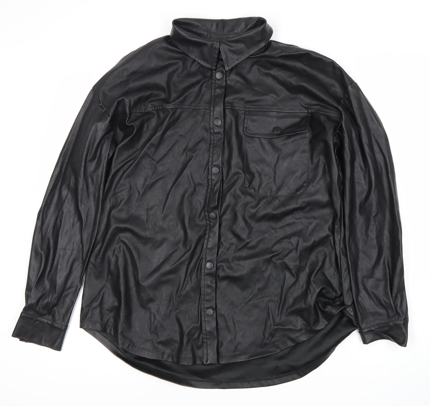 ASOS Women's Black Snap Button Coat Size 8
