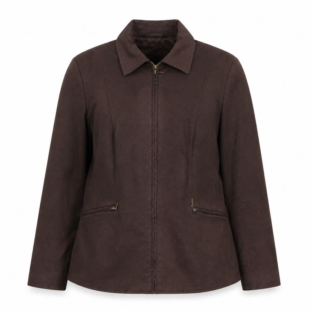 Front view of BHS Women's Brown Zip-Up Jacket, size 12