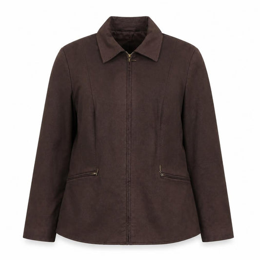 Front view of BHS Women's Brown Zip-Up Jacket, size 12