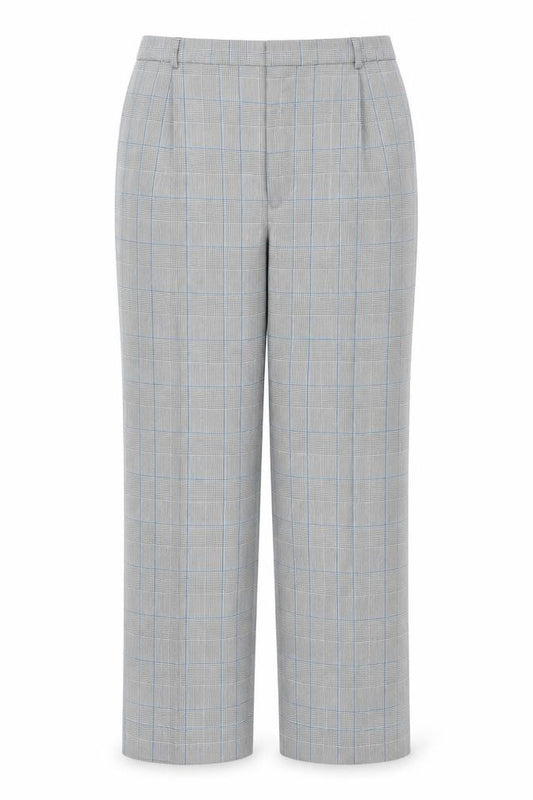 Front view of Frank Walder Women's Grey Check Trousers, size 20
