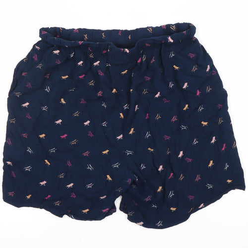 Weird Fish Women's Blue Viscose Shorts, Size 12, Pull On