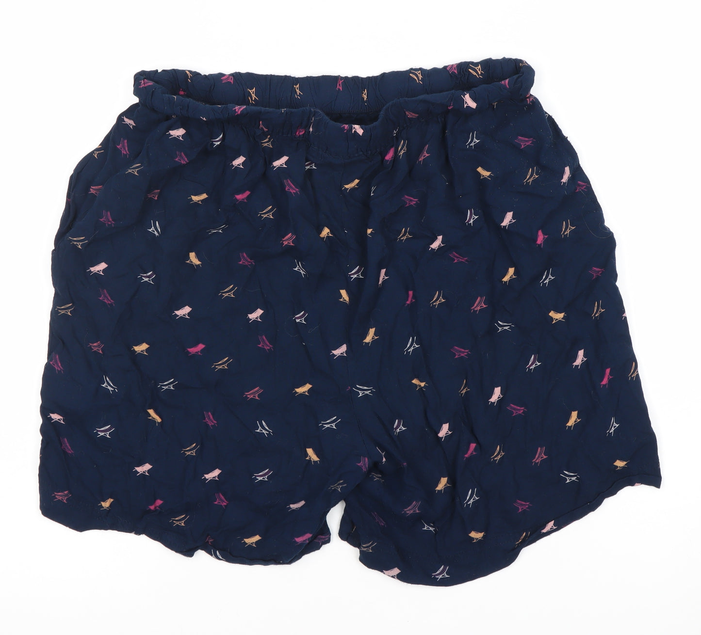 Weird Fish Women's Blue Viscose Shorts, Size 12, Pull On