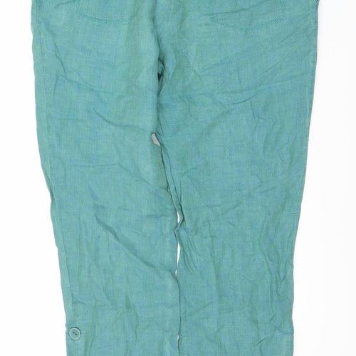 Principles Women's Green Linen Trousers Size 12