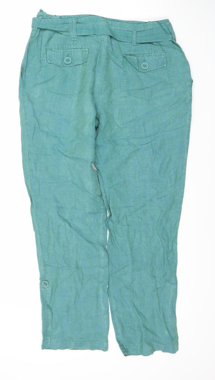 Principles Women's Green Linen Trousers Size 12