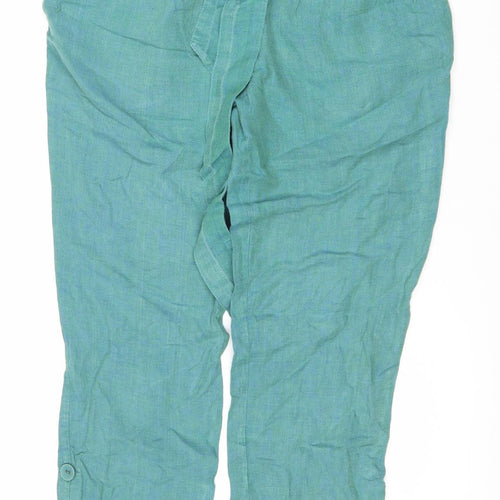 Principles Women's Green Linen Trousers Size 12