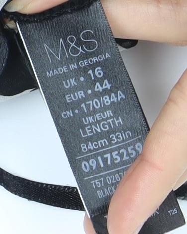 Marks and Spencer Women's Black Pleated Skirt - Size 16