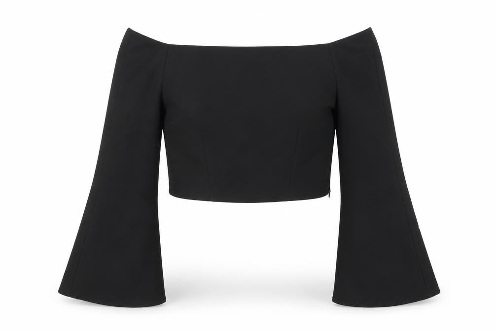 Front view of Zara Women's Black Off the Shoulder Top, size L