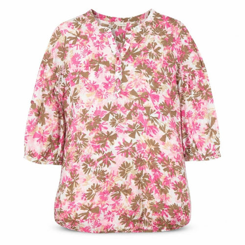 Fransa Women's Floral Pink Brown Dress M Casual